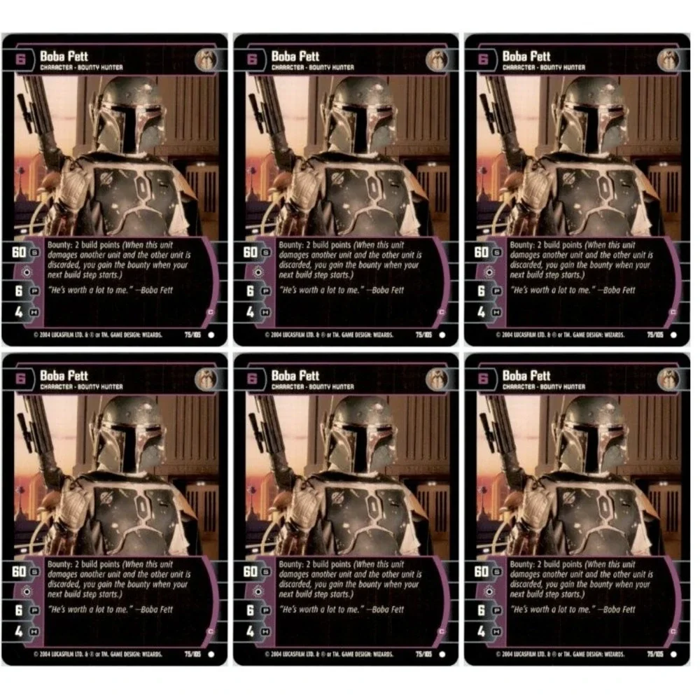 (6) 2004 Star Wars Rogues and Scoundrels #75 Boba Fett Card Lot